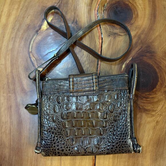 Brahmin Mojito Leather Bag Small Crossbody Crocodile Brown Pecan Melbourne PP7 - Picture 3 of 7